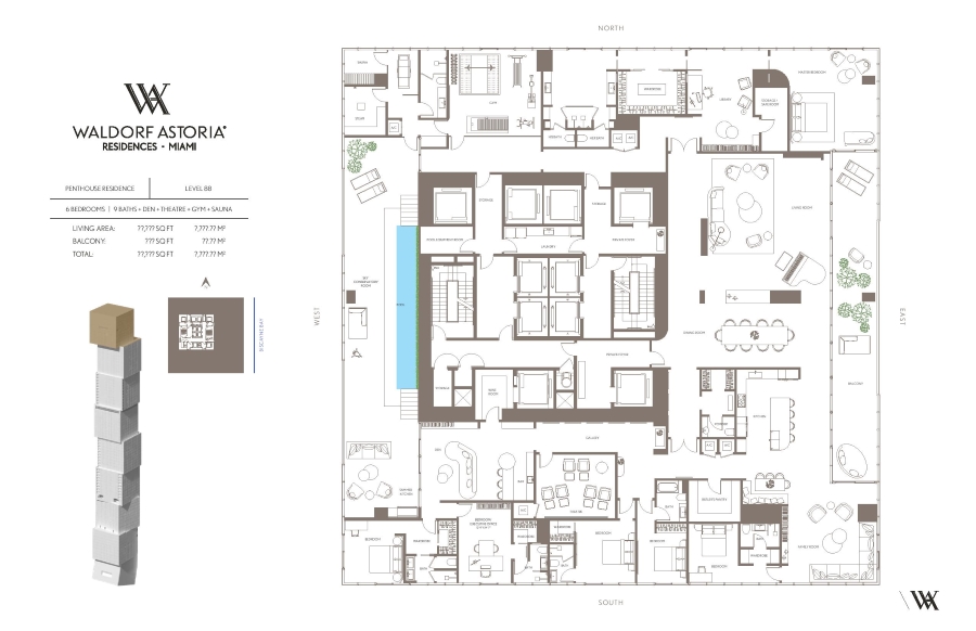 Waldorf Astoria Miami penthouse floor plan