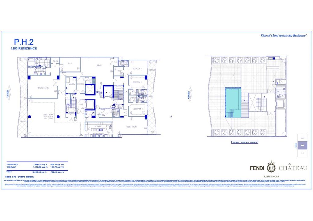 FENDI Château Residences penthouse rooftop pool Surfside