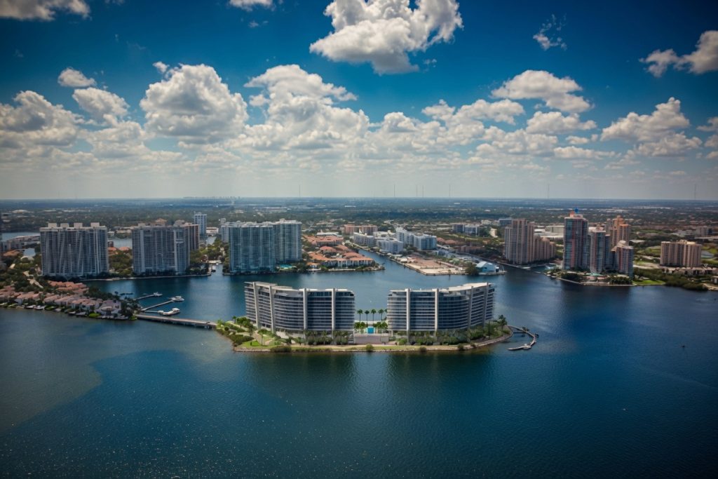 Aventura Florida luxury condos aerial Turnberry Isle golf course