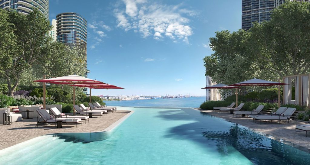Baccarat Residences Brickell 12th floor pool deck amenities