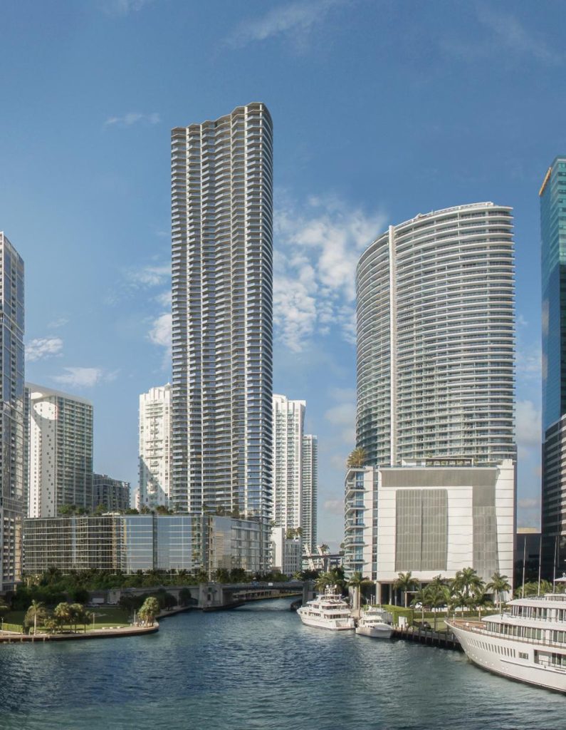 Baccarat Residences Brickell Miami exterior rendering 75 stories Arquitectonica