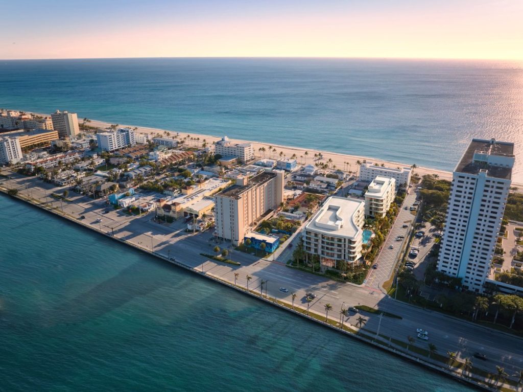 Hollywood Beach Florida Broadwalk aerial 33019
