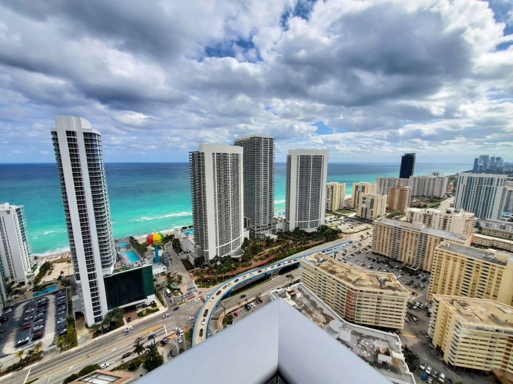 Hollywood Beach vs Hallandale Beach Florida comparison aerial