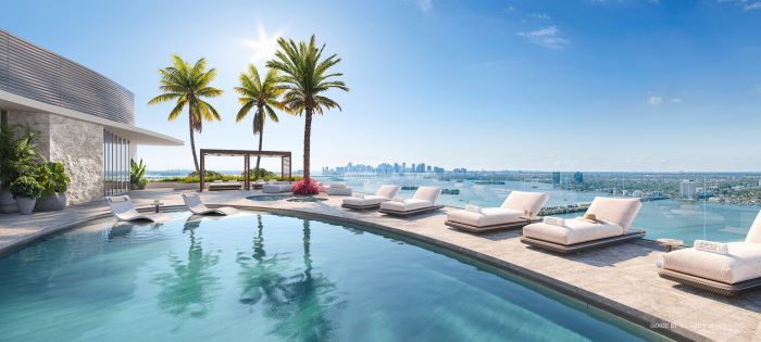 Pagani Residences Miami rooftop infinity pool Level 29 Biscayne Bay