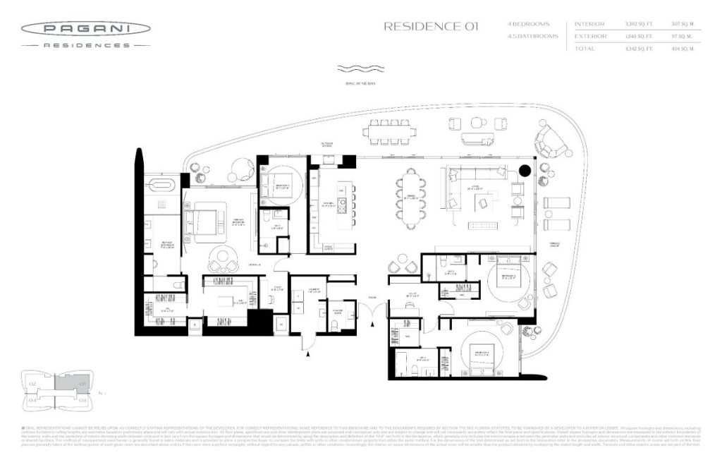 Pagani Residences Miami floor plan corner unit terrace
