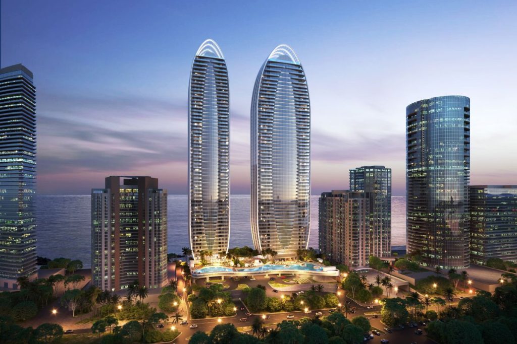 St Regis Sunny Isles Beach Condo Development at Night