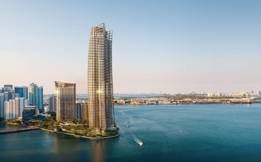Mandarin Oriental Residences Brickell Key exterior rendering twin towers