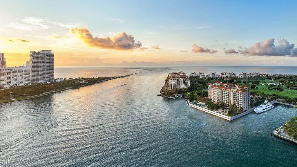 Fisher Island Miami aerial 216 acres private island