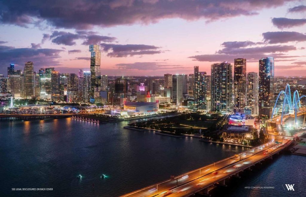 Miami luxury condos aerial skyline 2026 Biscayne Bay