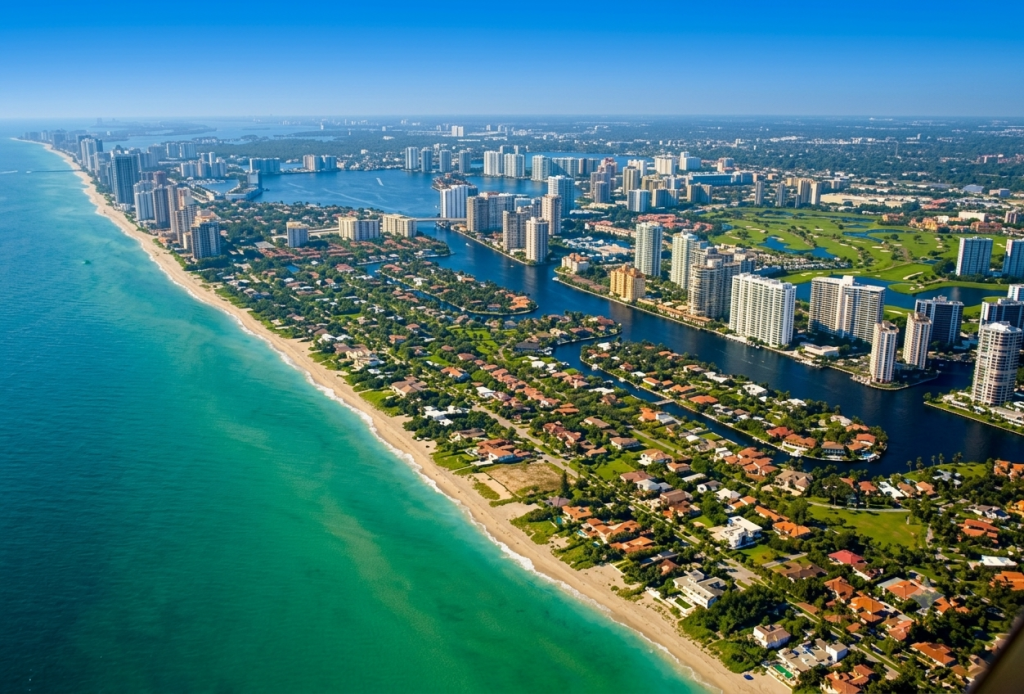 Miami luxury condo vs single family home comparison aerial