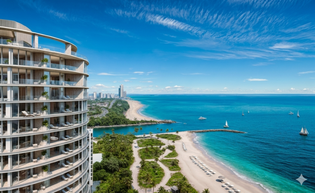Bal Harbour oceanfront skyline aerial view