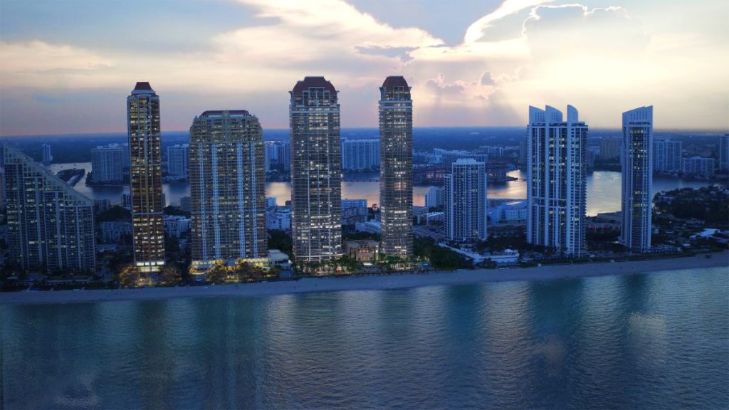 Acqualina Towers along the coast of Sunny Isles Beach