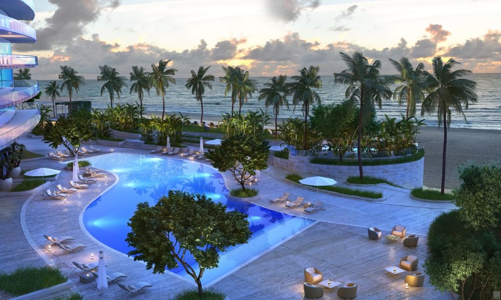 Armani Casa Sunny Isles Beach - Swimming Pool at Sunset