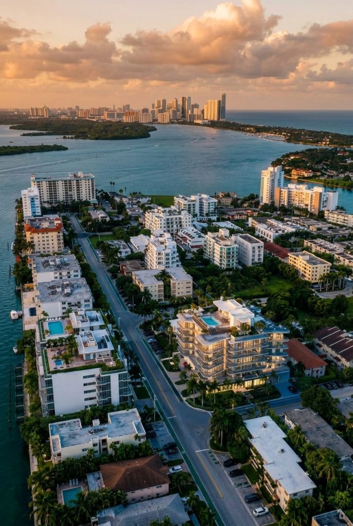 Bay Harbor Islands Condos facing North Aerial