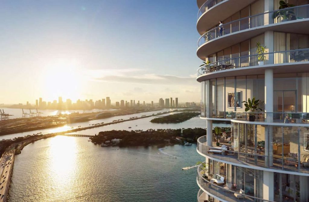 Five Park Miami Beach Sunset over Downtown