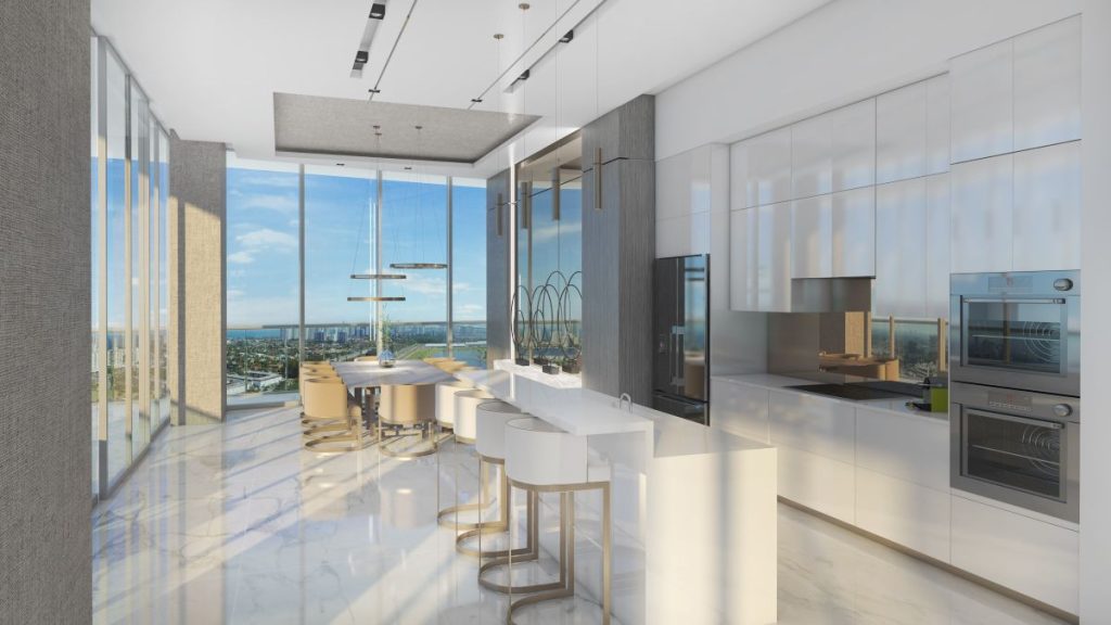 Oasis Hallandale Penthouse kitchen interior rendering