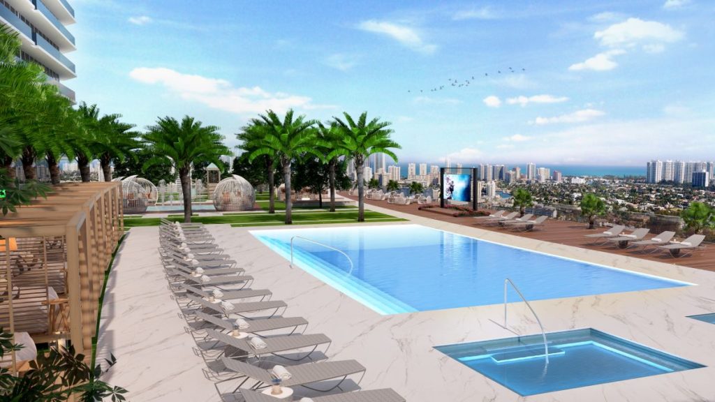 Oasis Hallandale pool deck rendering