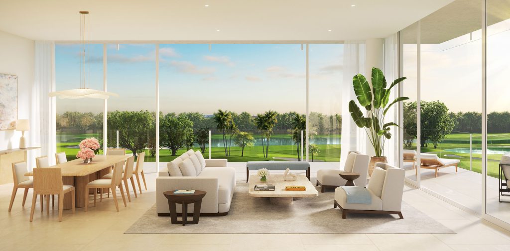 Shell Bay Residences interior living room AvroKO design rendering