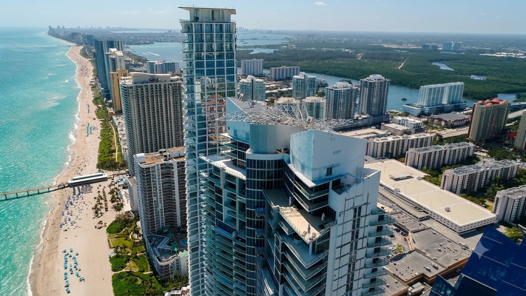 Sunny Isles Beach luxury condos aerial Collins Avenue 2026