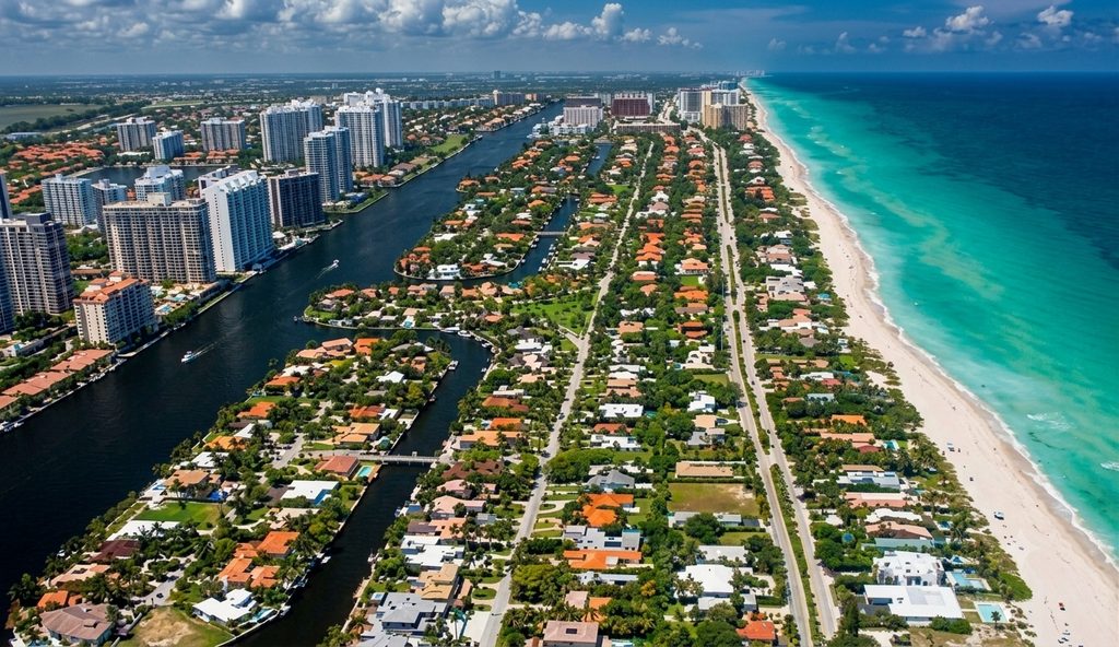 Golden Beach, Florida, aerial view facing north