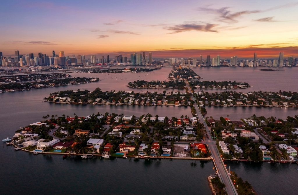 Miami Beach Islands aerial